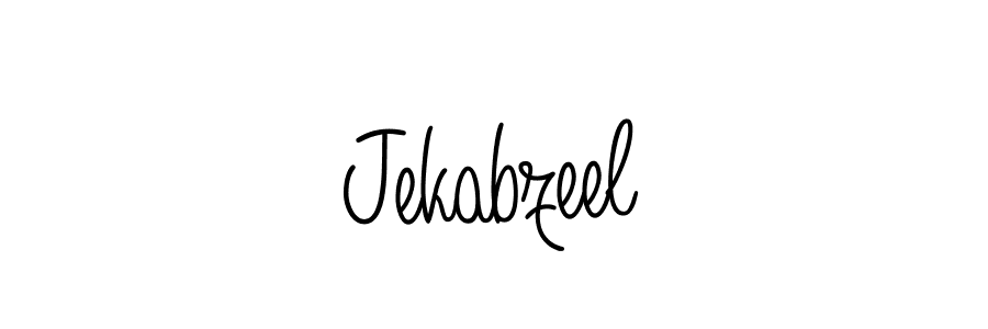 You should practise on your own different ways (Angelique-Rose-font-FFP) to write your name (Jekabzeel) in signature. don't let someone else do it for you. Jekabzeel signature style 5 images and pictures png