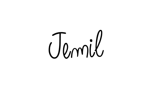 Use a signature maker to create a handwritten signature online. With this signature software, you can design (Angelique-Rose-font-FFP) your own signature for name Jemil. Jemil signature style 5 images and pictures png