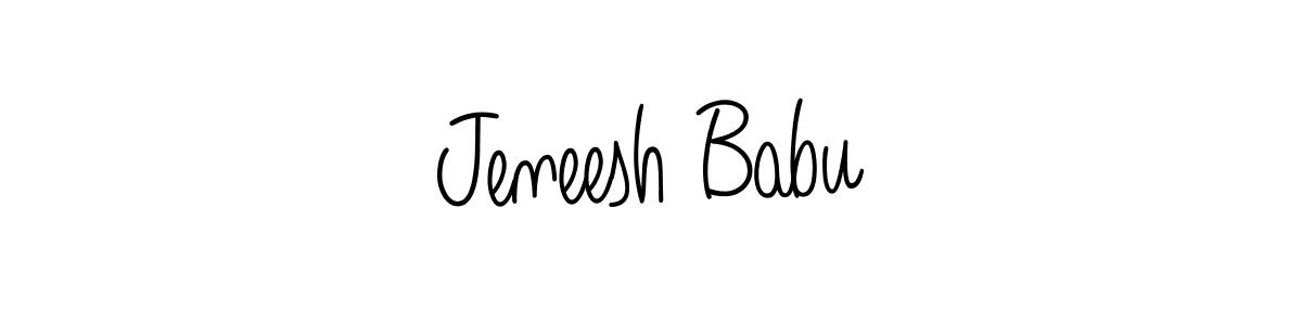 You should practise on your own different ways (Angelique-Rose-font-FFP) to write your name (Jeneesh Babu) in signature. don't let someone else do it for you. Jeneesh Babu signature style 5 images and pictures png