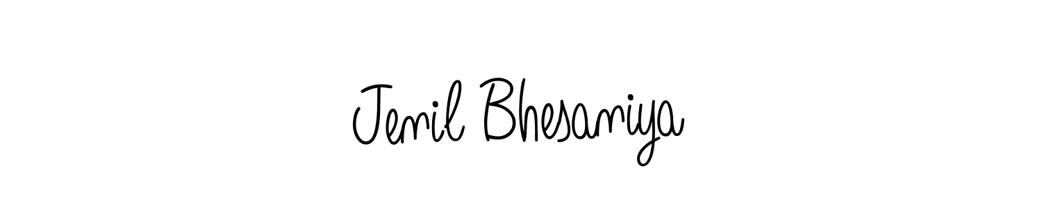 You should practise on your own different ways (Angelique-Rose-font-FFP) to write your name (Jenil Bhesaniya) in signature. don't let someone else do it for you. Jenil Bhesaniya signature style 5 images and pictures png