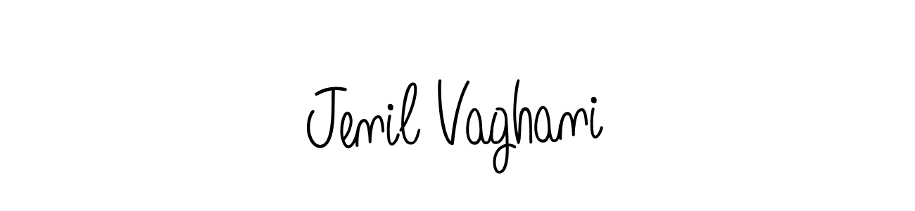 Use a signature maker to create a handwritten signature online. With this signature software, you can design (Angelique-Rose-font-FFP) your own signature for name Jenil Vaghani. Jenil Vaghani signature style 5 images and pictures png
