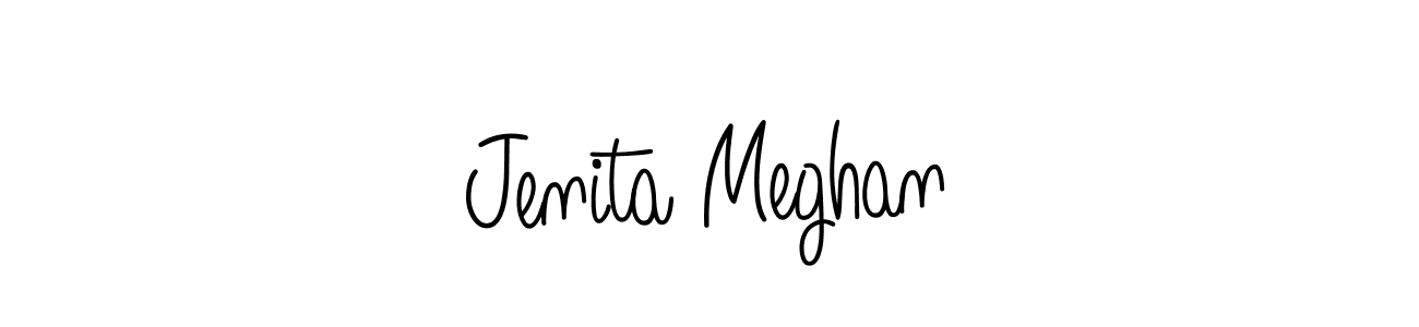 Make a beautiful signature design for name Jenita Meghan. With this signature (Angelique-Rose-font-FFP) style, you can create a handwritten signature for free. Jenita Meghan signature style 5 images and pictures png