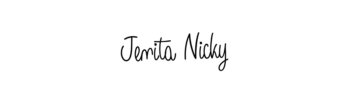 How to make Jenita Nicky name signature. Use Angelique-Rose-font-FFP style for creating short signs online. This is the latest handwritten sign. Jenita Nicky signature style 5 images and pictures png