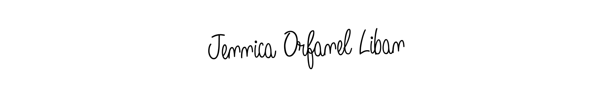 How to make Jennica Orfanel Liban name signature. Use Angelique-Rose-font-FFP style for creating short signs online. This is the latest handwritten sign. Jennica Orfanel Liban signature style 5 images and pictures png