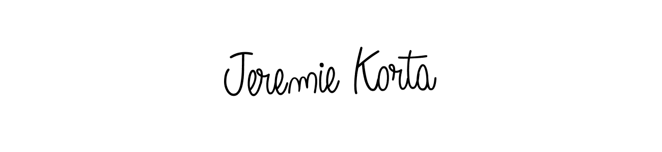 The best way (Angelique-Rose-font-FFP) to make a short signature is to pick only two or three words in your name. The name Jeremie Korta include a total of six letters. For converting this name. Jeremie Korta signature style 5 images and pictures png