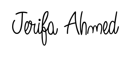 Looking for an artistic signature for Jerifa Ahmed? The Angelique-Rose-font-FFP calligraphy style gives a sophisticated flow suitable for business cards and emails. Jerifa Ahmed signature style 5 images and pictures png