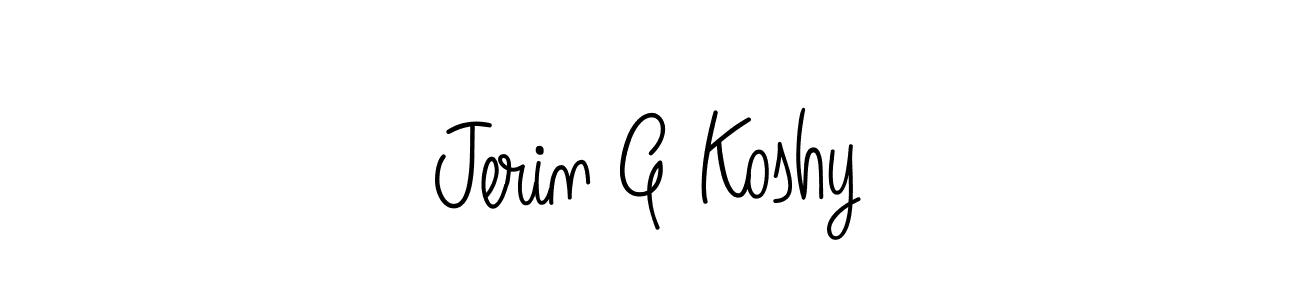 You should practise on your own different ways (Angelique-Rose-font-FFP) to write your name (Jerin G Koshy) in signature. don't let someone else do it for you. Jerin G Koshy signature style 5 images and pictures png