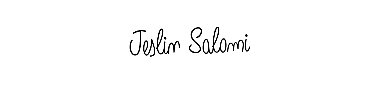 Use a signature maker to create a handwritten signature online. With this signature software, you can design (Angelique-Rose-font-FFP) your own signature for name Jeslin Salomi. Jeslin Salomi signature style 5 images and pictures png