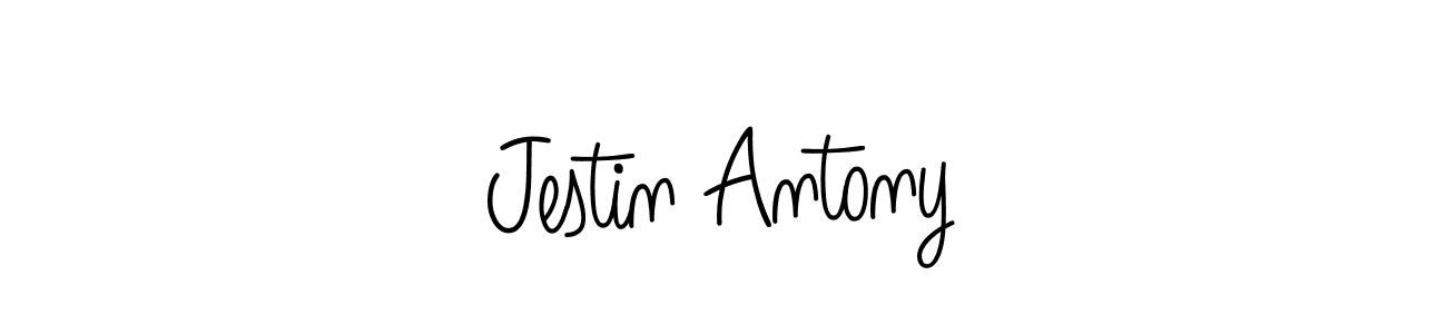 You should practise on your own different ways (Angelique-Rose-font-FFP) to write your name (Jestin Antony) in signature. don't let someone else do it for you. Jestin Antony signature style 5 images and pictures png
