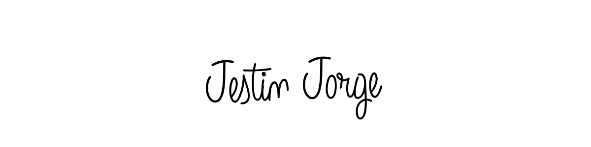 You should practise on your own different ways (Angelique-Rose-font-FFP) to write your name (Jestin Jorge) in signature. don't let someone else do it for you. Jestin Jorge signature style 5 images and pictures png