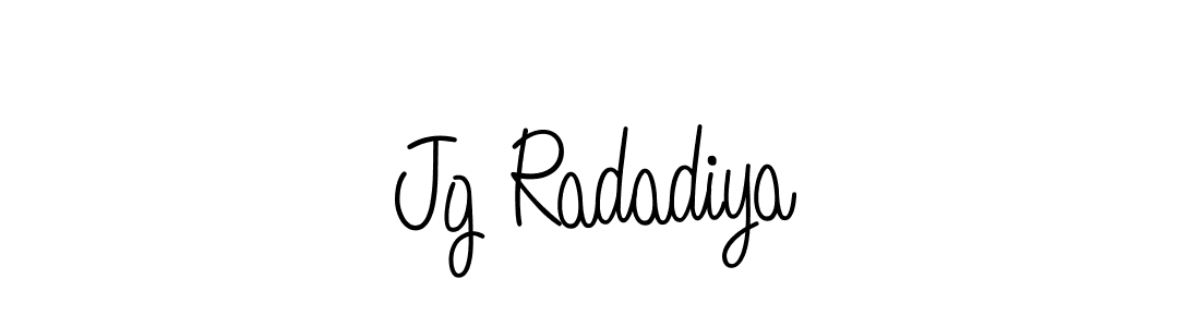 The best way (Angelique-Rose-font-FFP) to make a short signature is to pick only two or three words in your name. The name Jg Radadiya include a total of six letters. For converting this name. Jg Radadiya signature style 5 images and pictures png