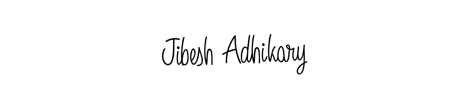 The best way (Angelique-Rose-font-FFP) to make a short signature is to pick only two or three words in your name. The name Jibesh Adhikary include a total of six letters. For converting this name. Jibesh Adhikary signature style 5 images and pictures png