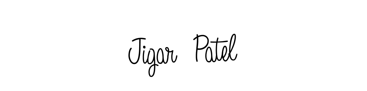 Jigar  Patel stylish signature style. Best Handwritten Sign (Angelique-Rose-font-FFP) for my name. Handwritten Signature Collection Ideas for my name Jigar  Patel. Jigar  Patel signature style 5 images and pictures png