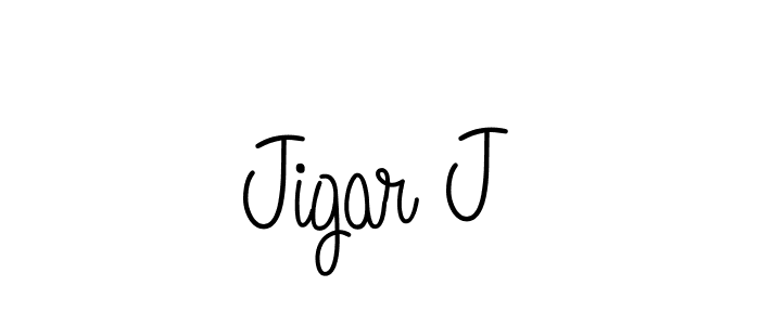 Use a signature maker to create a handwritten signature online. With this signature software, you can design (Angelique-Rose-font-FFP) your own signature for name Jigar J. Jigar J signature style 5 images and pictures png