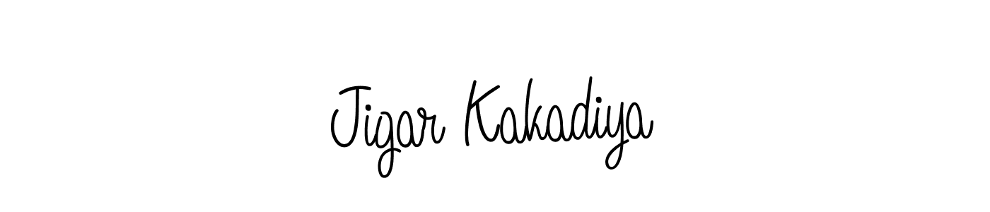 How to make Jigar Kakadiya name signature. Use Angelique-Rose-font-FFP style for creating short signs online. This is the latest handwritten sign. Jigar Kakadiya signature style 5 images and pictures png