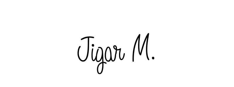 Also we have Jigar M. name is the best signature style. Create professional handwritten signature collection using Angelique-Rose-font-FFP autograph style. Jigar M. signature style 5 images and pictures png