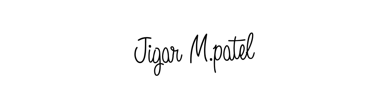 Use a signature maker to create a handwritten signature online. With this signature software, you can design (Angelique-Rose-font-FFP) your own signature for name Jigar M.patel. Jigar M.patel signature style 5 images and pictures png