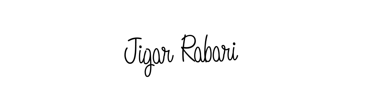 Make a beautiful signature design for name Jigar Rabari. With this signature (Angelique-Rose-font-FFP) style, you can create a handwritten signature for free. Jigar Rabari signature style 5 images and pictures png