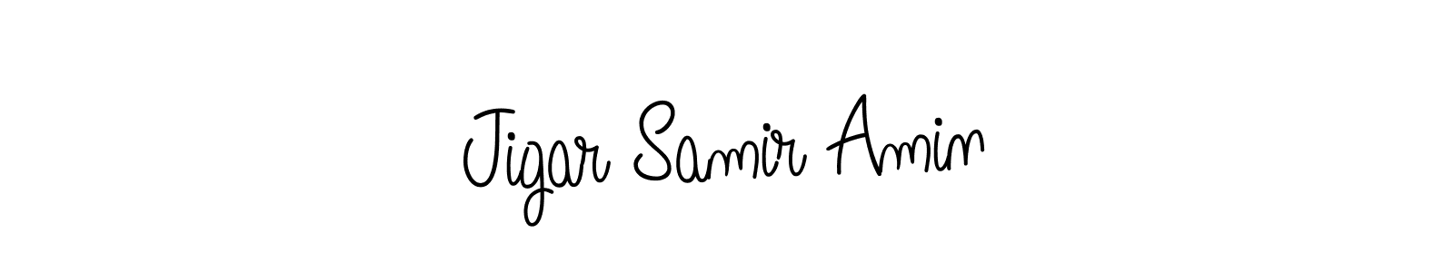 How to make Jigar Samir Amin name signature. Use Angelique-Rose-font-FFP style for creating short signs online. This is the latest handwritten sign. Jigar Samir Amin signature style 5 images and pictures png