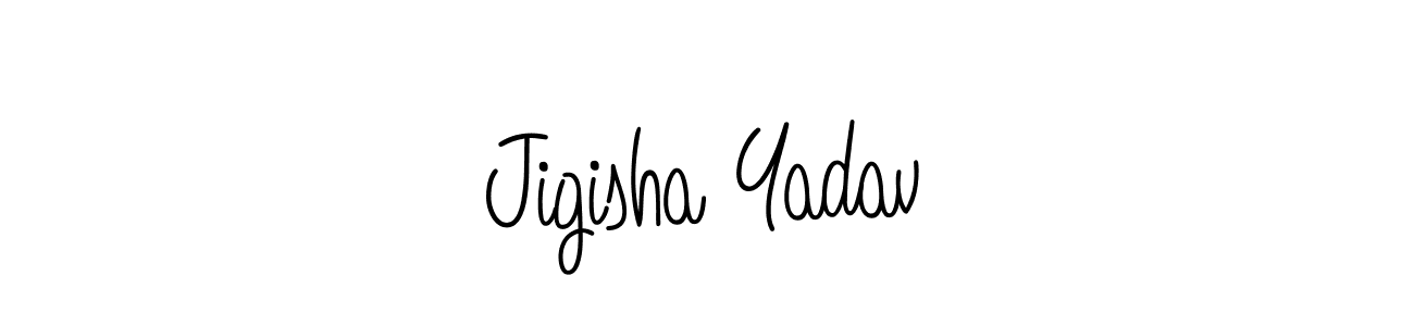 You should practise on your own different ways (Angelique-Rose-font-FFP) to write your name (Jigisha Yadav) in signature. don't let someone else do it for you. Jigisha Yadav signature style 5 images and pictures png