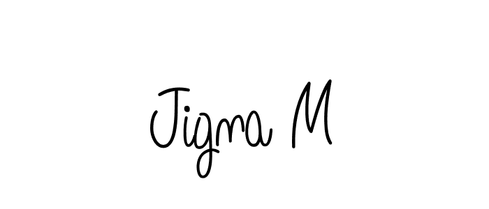 Use a signature maker to create a handwritten signature online. With this signature software, you can design (Angelique-Rose-font-FFP) your own signature for name Jigna M. Jigna M signature style 5 images and pictures png