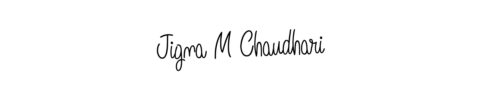 Jigna M Chaudhari stylish signature style. Best Handwritten Sign (Angelique-Rose-font-FFP) for my name. Handwritten Signature Collection Ideas for my name Jigna M Chaudhari. Jigna M Chaudhari signature style 5 images and pictures png