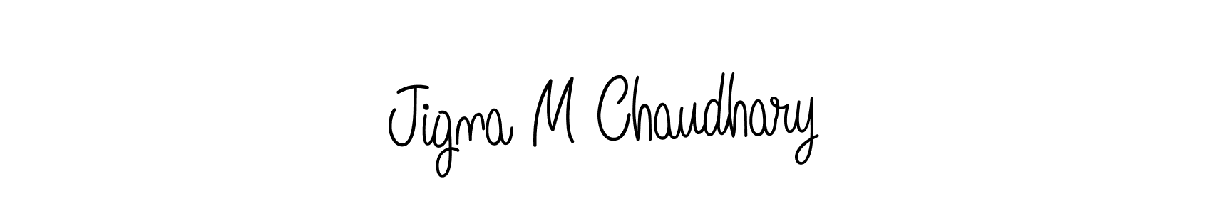You should practise on your own different ways (Angelique-Rose-font-FFP) to write your name (Jigna M Chaudhary) in signature. don't let someone else do it for you. Jigna M Chaudhary signature style 5 images and pictures png