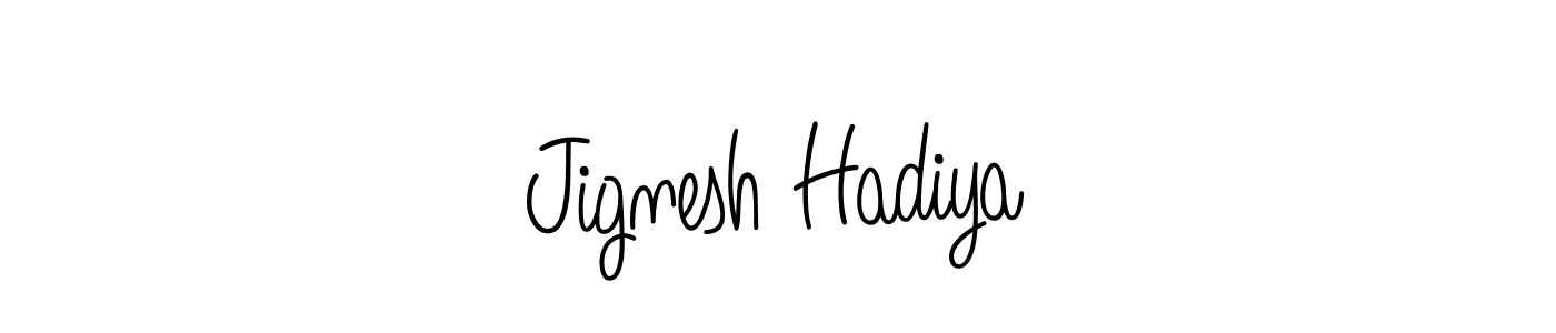 Jignesh Hadiya stylish signature style. Best Handwritten Sign (Angelique-Rose-font-FFP) for my name. Handwritten Signature Collection Ideas for my name Jignesh Hadiya. Jignesh Hadiya signature style 5 images and pictures png