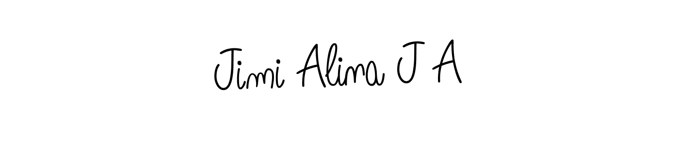 Also we have Jimi Alina J A name is the best signature style. Create professional handwritten signature collection using Angelique-Rose-font-FFP autograph style. Jimi Alina J A signature style 5 images and pictures png