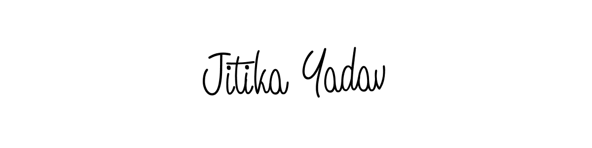 The best way (Angelique-Rose-font-FFP) to make a short signature is to pick only two or three words in your name. The name Jitika Yadav include a total of six letters. For converting this name. Jitika Yadav signature style 5 images and pictures png