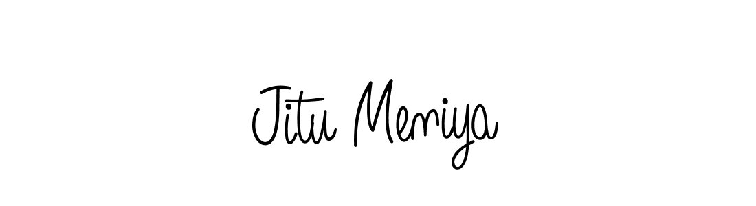 Use a signature maker to create a handwritten signature online. With this signature software, you can design (Angelique-Rose-font-FFP) your own signature for name Jitu Meniya. Jitu Meniya signature style 5 images and pictures png