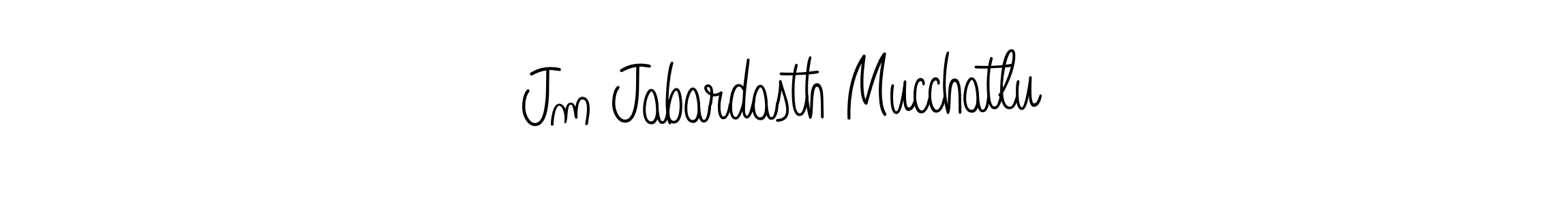 How to make Jm Jabardasth Mucchatlu name signature. Use Angelique-Rose-font-FFP style for creating short signs online. This is the latest handwritten sign. Jm Jabardasth Mucchatlu signature style 5 images and pictures png