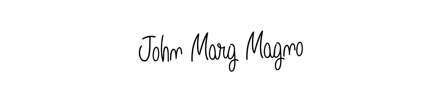 Use a signature maker to create a handwritten signature online. With this signature software, you can design (Angelique-Rose-font-FFP) your own signature for name John Marg Magno. John Marg Magno signature style 5 images and pictures png