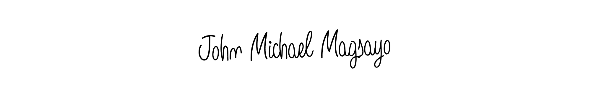 The best way (Angelique-Rose-font-FFP) to make a short signature is to pick only two or three words in your name. The name John Michael Magsayo include a total of six letters. For converting this name. John Michael Magsayo signature style 5 images and pictures png