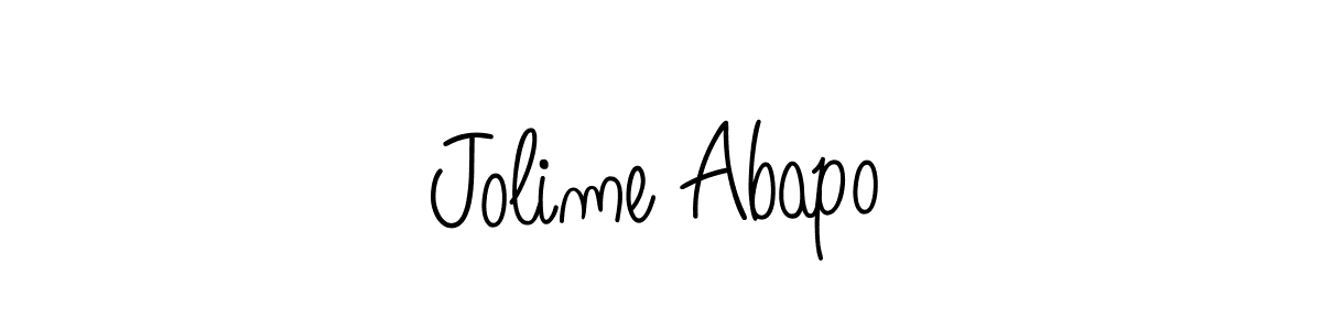 The best way (Angelique-Rose-font-FFP) to make a short signature is to pick only two or three words in your name. The name Jolime Abapo include a total of six letters. For converting this name. Jolime Abapo signature style 5 images and pictures png