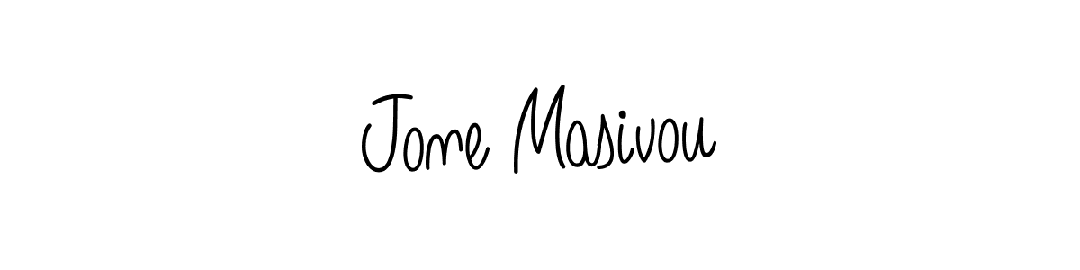 How to make Jone Masivou name signature. Use Angelique-Rose-font-FFP style for creating short signs online. This is the latest handwritten sign. Jone Masivou signature style 5 images and pictures png