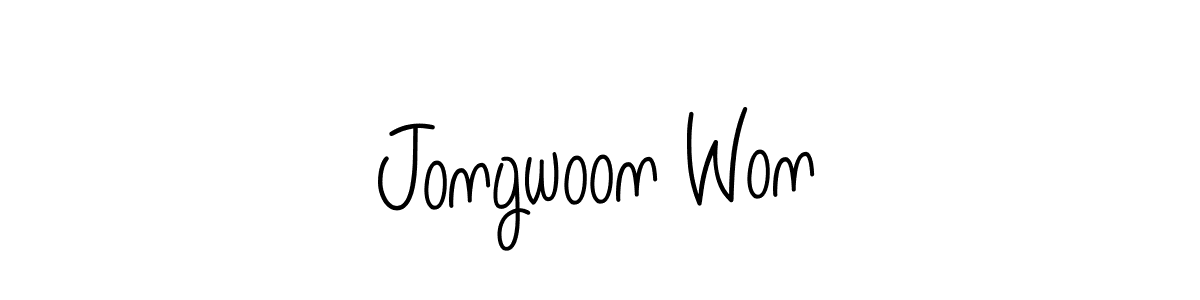 Use a signature maker to create a handwritten signature online. With this signature software, you can design (Angelique-Rose-font-FFP) your own signature for name Jongwoon Won. Jongwoon Won signature style 5 images and pictures png