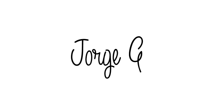 How to make Jorge G name signature. Use Angelique-Rose-font-FFP style for creating short signs online. This is the latest handwritten sign. Jorge G signature style 5 images and pictures png