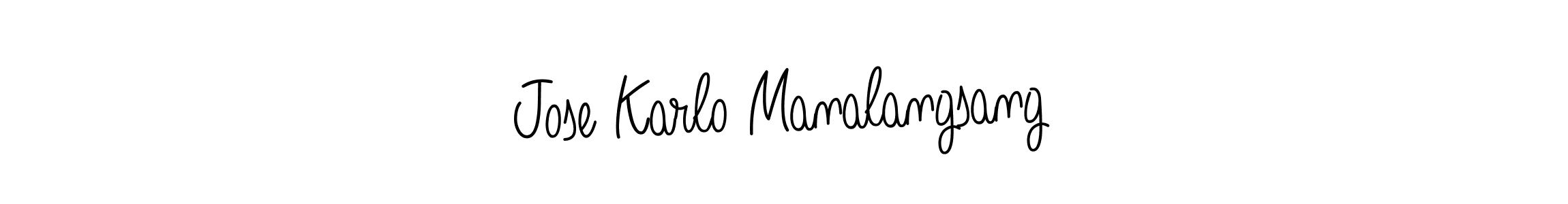 You should practise on your own different ways (Angelique-Rose-font-FFP) to write your name (Jose Karlo Manalangsang) in signature. don't let someone else do it for you. Jose Karlo Manalangsang signature style 5 images and pictures png