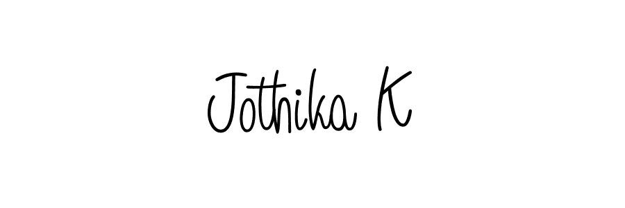 Design your own signature with our free online signature maker. With this signature software, you can create a handwritten (Angelique-Rose-font-FFP) signature for name Jothika K. Jothika K signature style 5 images and pictures png