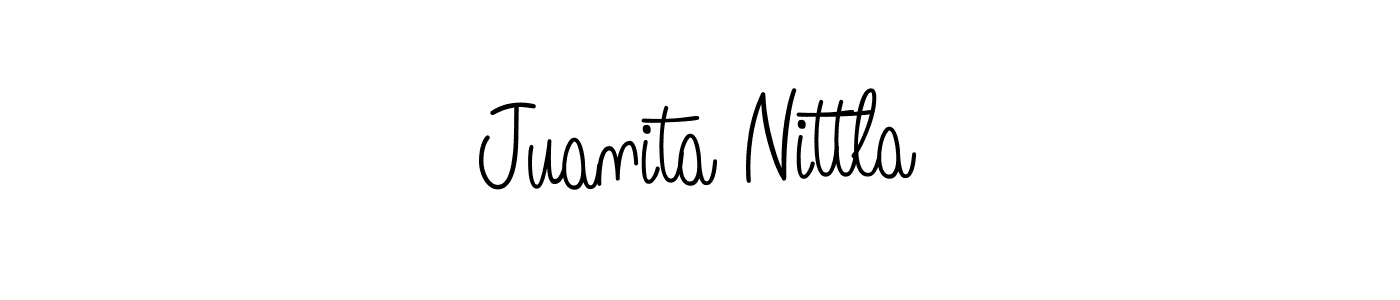 The best way (Angelique-Rose-font-FFP) to make a short signature is to pick only two or three words in your name. The name Juanita Nittla include a total of six letters. For converting this name. Juanita Nittla signature style 5 images and pictures png