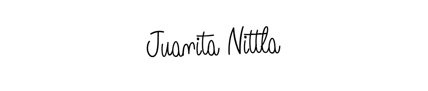 You should practise on your own different ways (Angelique-Rose-font-FFP) to write your name (Juanita Nittla) in signature. don't let someone else do it for you. Juanita Nittla signature style 5 images and pictures png