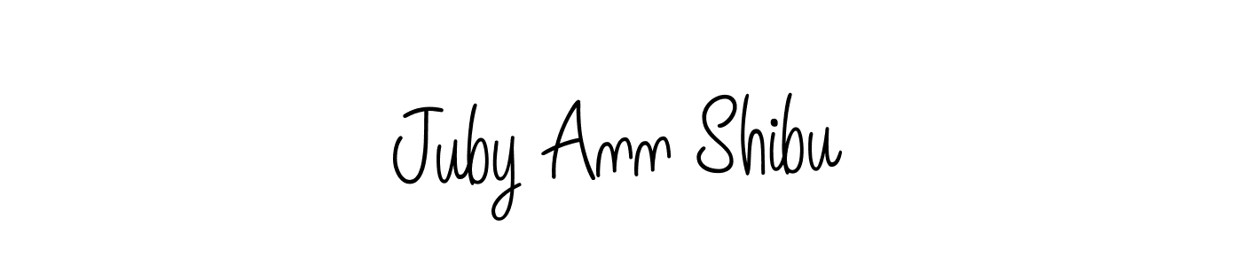 How to make Juby Ann Shibu name signature. Use Angelique-Rose-font-FFP style for creating short signs online. This is the latest handwritten sign. Juby Ann Shibu signature style 5 images and pictures png