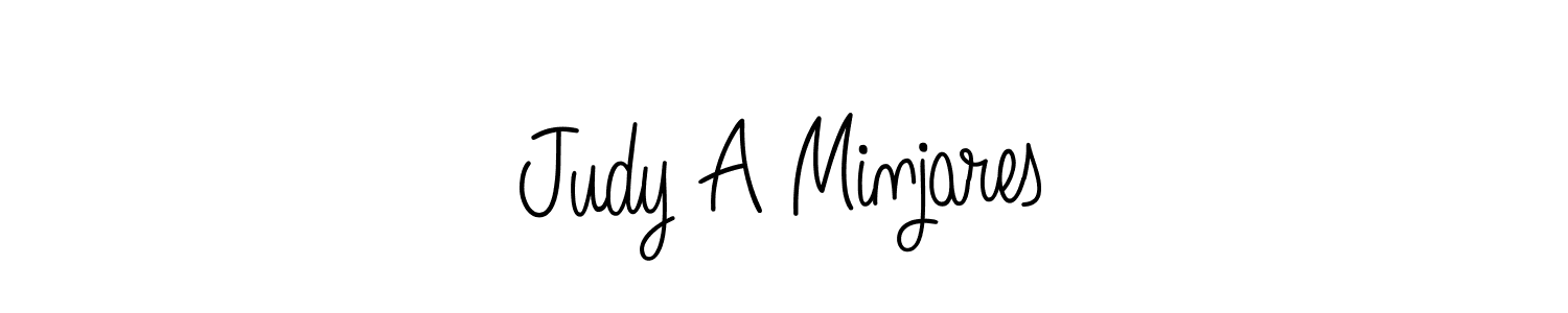 You should practise on your own different ways (Angelique-Rose-font-FFP) to write your name (Judy A Minjares) in signature. don't let someone else do it for you. Judy A Minjares signature style 5 images and pictures png