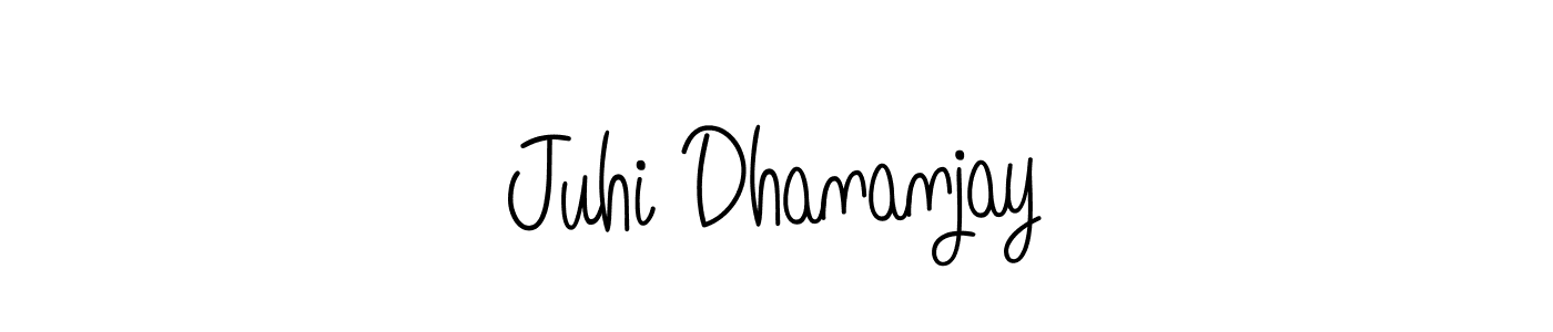 You should practise on your own different ways (Angelique-Rose-font-FFP) to write your name (Juhi Dhananjay) in signature. don't let someone else do it for you. Juhi Dhananjay signature style 5 images and pictures png