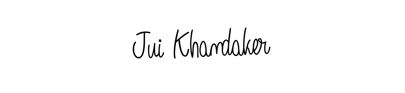 How to make Jui Khandaker name signature. Use Angelique-Rose-font-FFP style for creating short signs online. This is the latest handwritten sign. Jui Khandaker signature style 5 images and pictures png