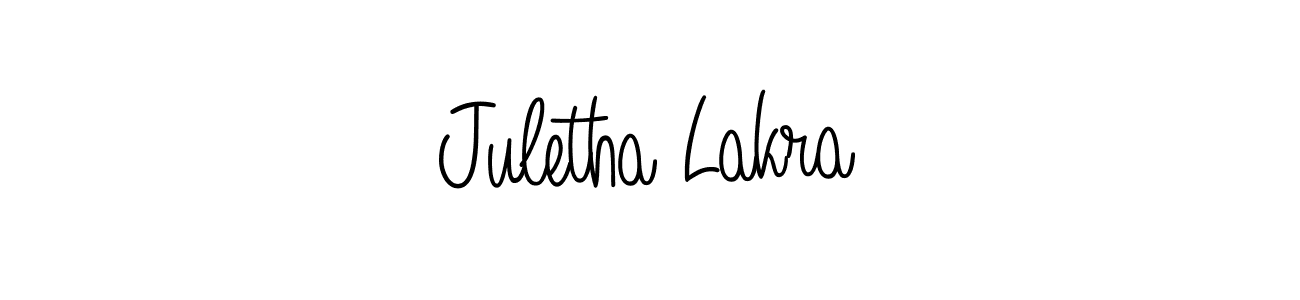 Make a beautiful signature design for name Juletha Lakra. With this signature (Angelique-Rose-font-FFP) style, you can create a handwritten signature for free. Juletha Lakra signature style 5 images and pictures png