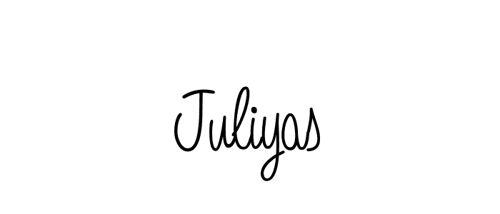 Juliyas stylish signature style. Best Handwritten Sign (Angelique-Rose-font-FFP) for my name. Handwritten Signature Collection Ideas for my name Juliyas. Juliyas signature style 5 images and pictures png