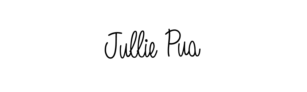 You should practise on your own different ways (Angelique-Rose-font-FFP) to write your name (Jullie Pua) in signature. don't let someone else do it for you. Jullie Pua signature style 5 images and pictures png