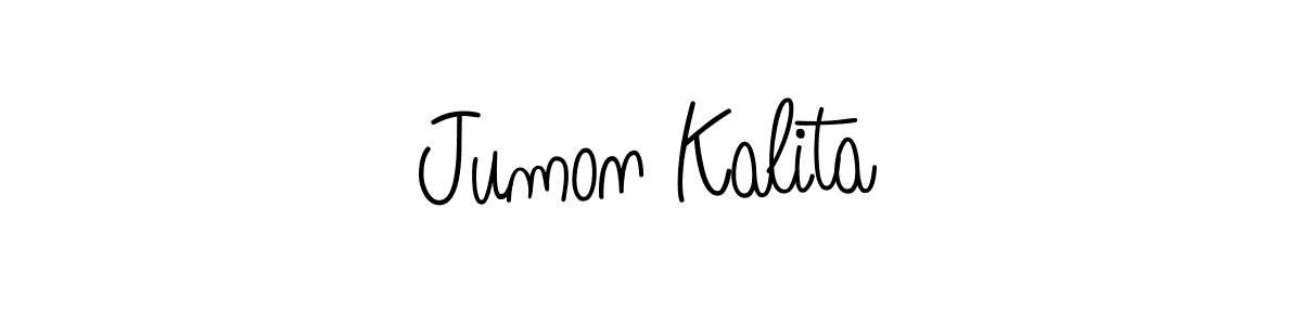 Create a beautiful signature design for name Jumon Kalita. With this signature (Angelique-Rose-font-FFP) fonts, you can make a handwritten signature for free. Jumon Kalita signature style 5 images and pictures png